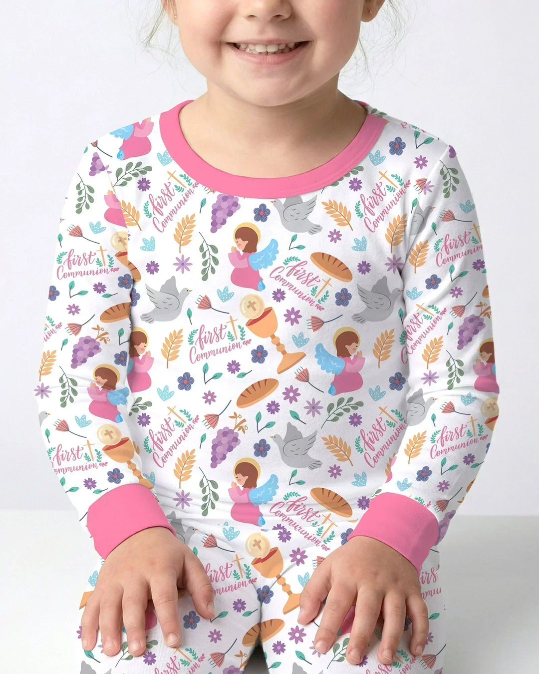 First Communion Bamboo Two Piece Long Sleeve Pajama Set