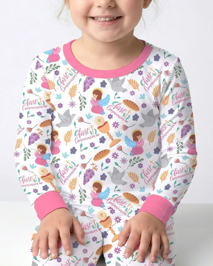 First Communion Bamboo Two Piece Long Sleeve Pajama Set