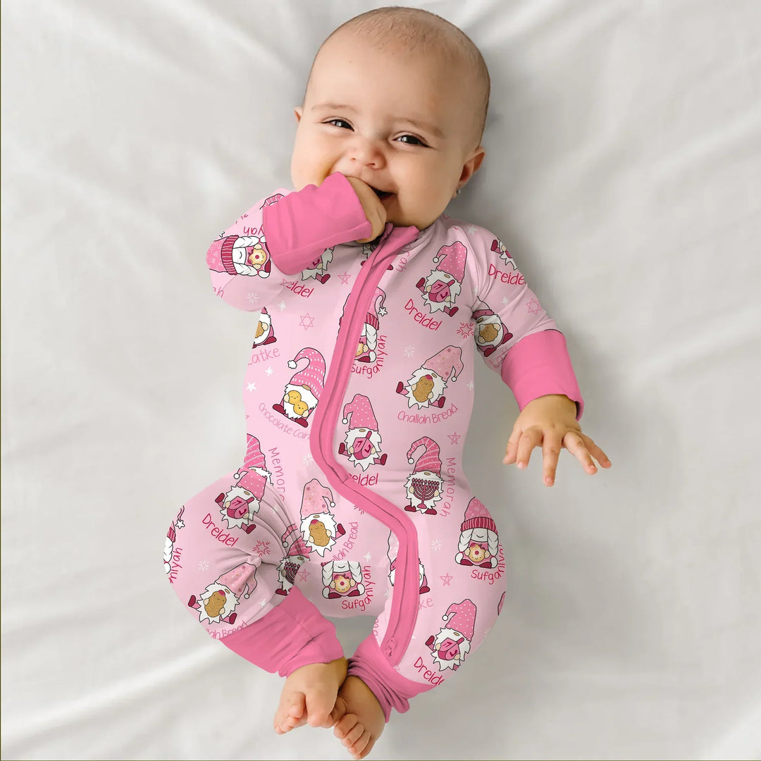 Happy Hanukkah Matching Family Convertible Zippy , Happy Hanukkah Matching Family Convertible Zippy - 0-3M / Girl