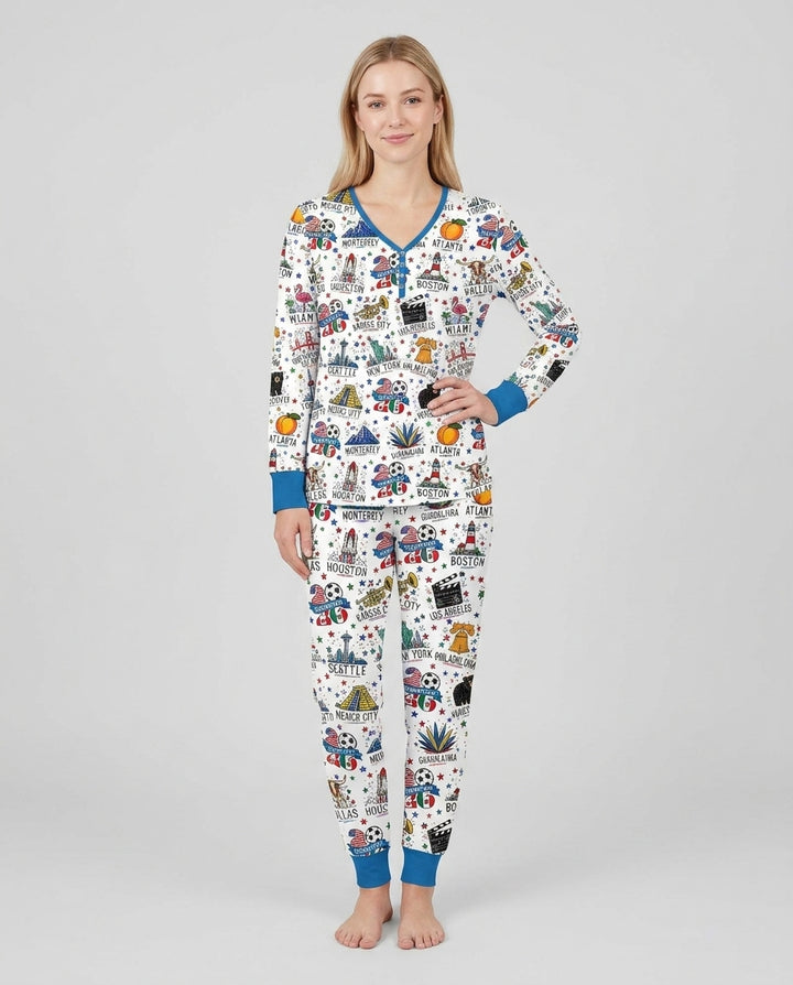 2026 Soccer Cup Host Citties Bamboo Women Pajama Set