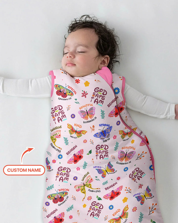 Custom Name God says I am Butterfly Bamboo Sleep Bag