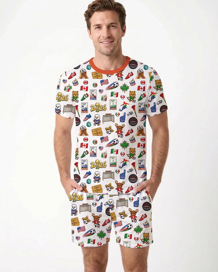 Soccer Cup 2026 Family Matching Bamboo Men Short Sleeve Short Pajama Set