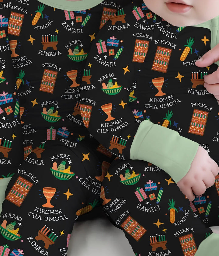 Kwanzaa Spirit Bamboo Two Piece Long Sleeve Pajama Set