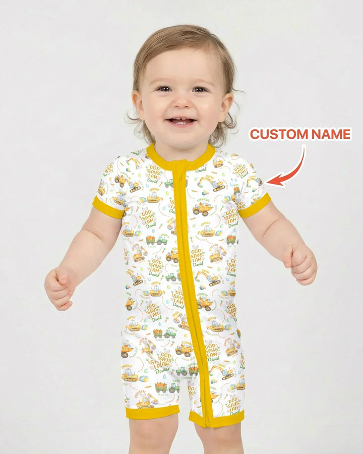 Happy Easter God Says I Am Custom Name Bamboo Shorty Zippy