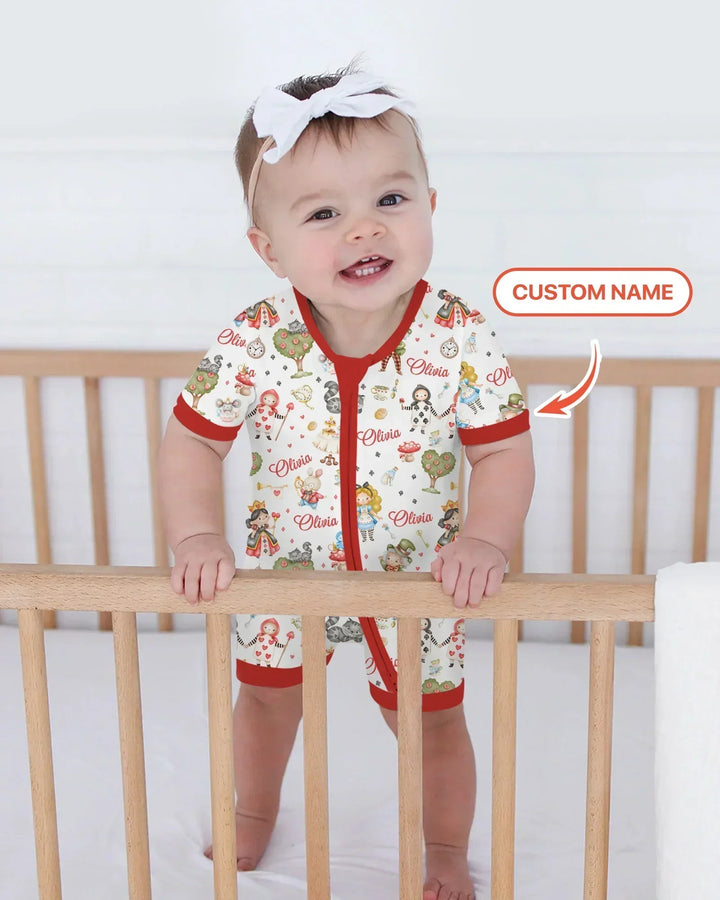 Whimsical Wonderland Tea Party Custom Name Bamboo Shorty Zippy
