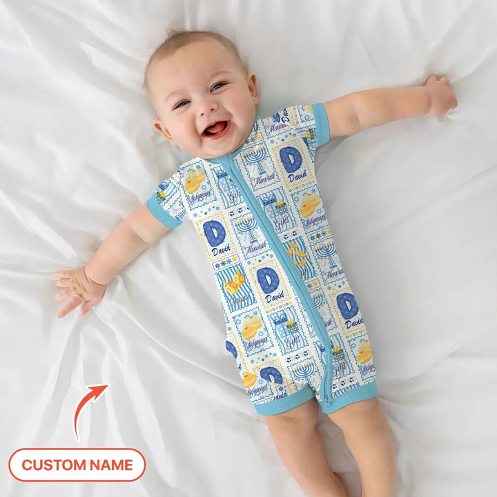 Light of Hanukkah Custom Name Bamboo Shorty Zippy