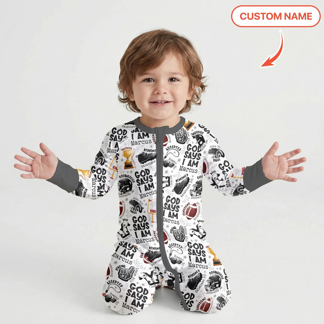 God Says I Am Touch Down Time Custom Name Bamboo Convertible Zippy