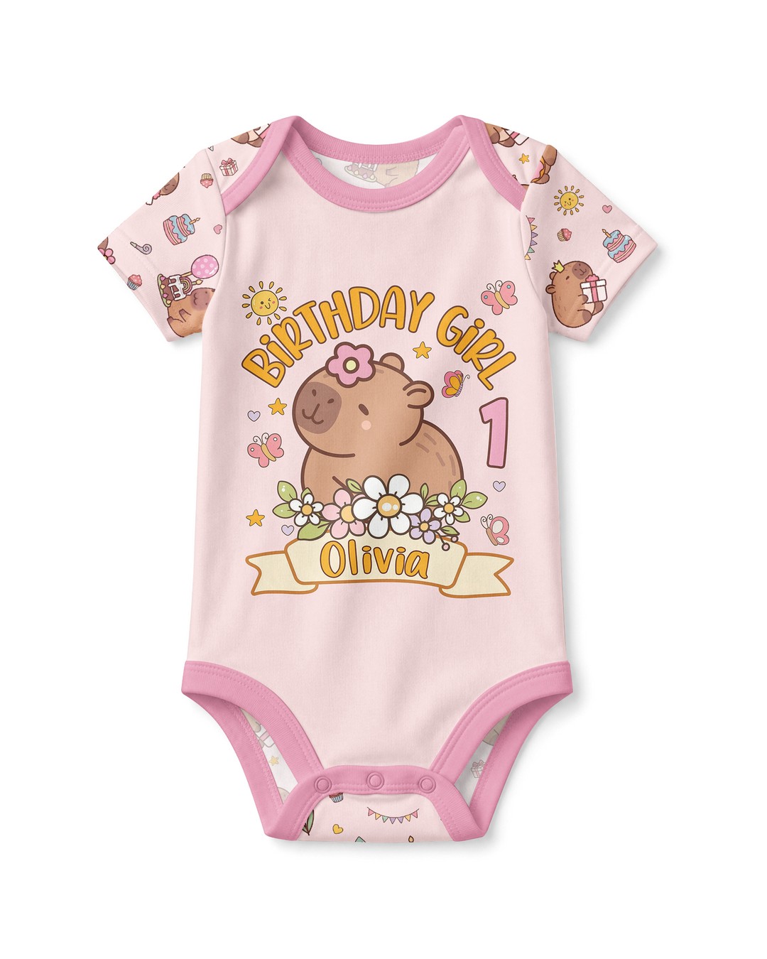 Personalized Capy Birthday Girl Bamboo Bodysuit