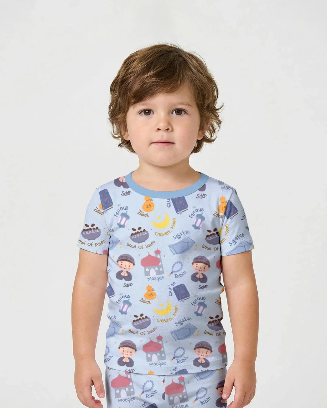 Happy Ramadhan Bamboo Two Piece Short Sleeve Shorts Pajama Set