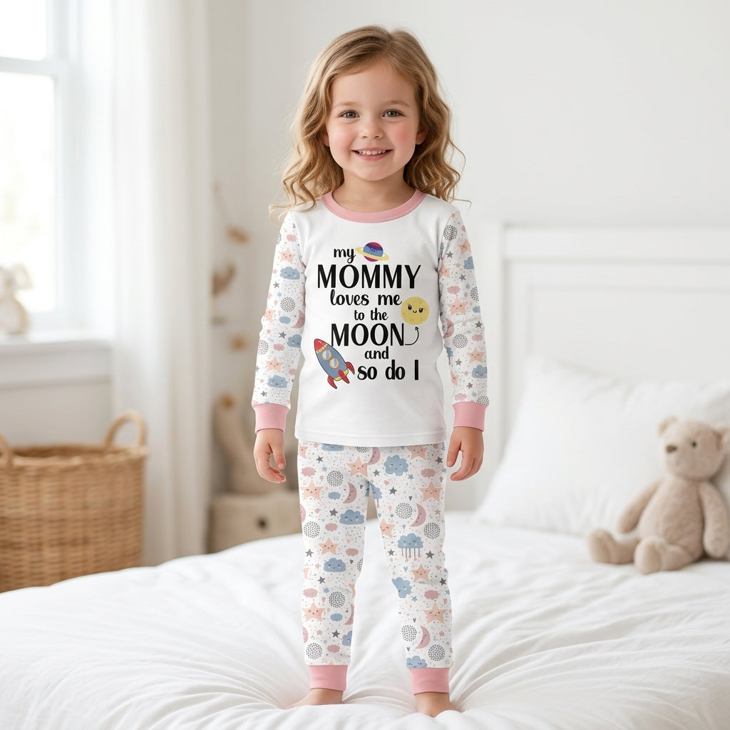 My Mommy Loves Me To The Moon And So Do I Bamboo Two Piece Long Sleeve Pajama Set