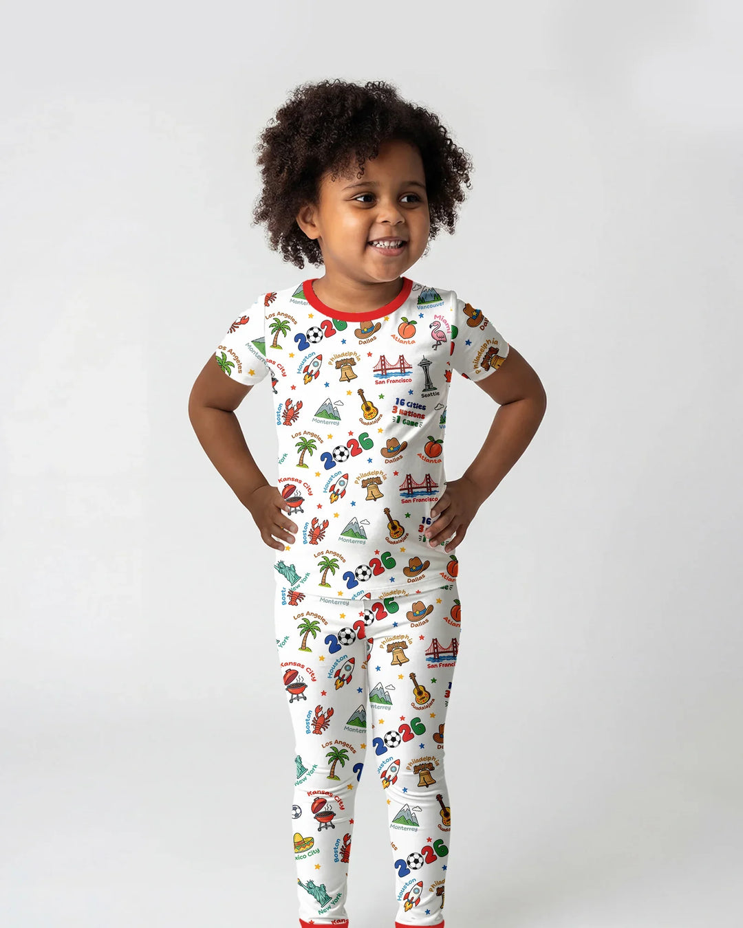Soccer Cup Host Cities 2026 Bamboo Two Piece Short Sleeve Pajama Set