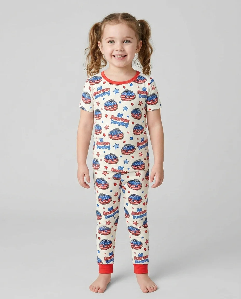 All American Dumpling Bamboo Two Piece Short Sleeve Pajama Set