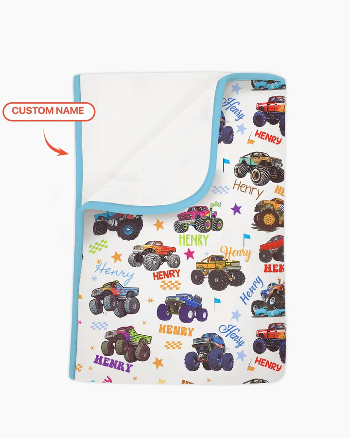 Monster Truck Custom Name Bamboo Blanket