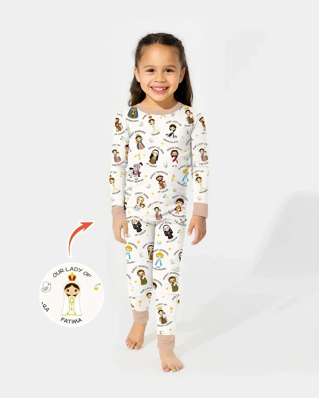 Pray For Us Family Matching Bamboo Two Piece Long Sleeve Pajama Set