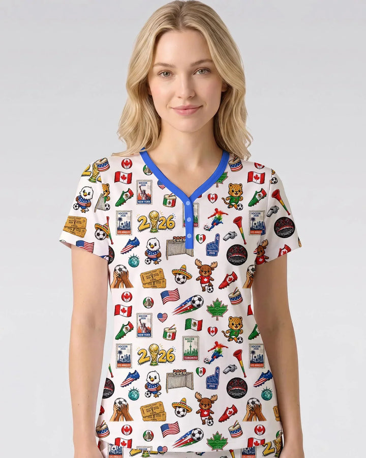 Soccer Cup 2026 Family Matching Bamboo Women Short Sleeve Short Pajama Set