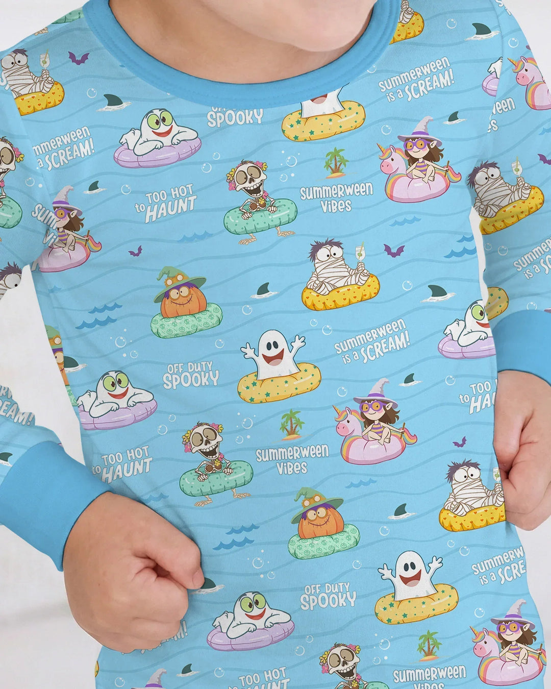 Summerween Cartoon Bamboo Two Piece Long Sleeve Pajama Set