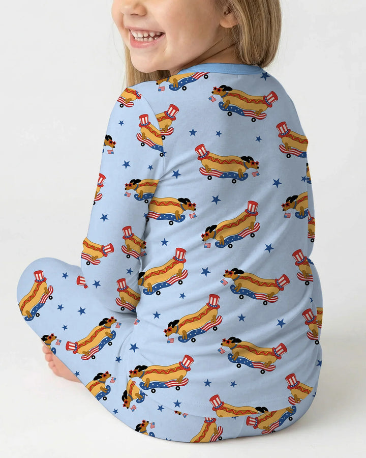 American Hot Dog Bamboo Two Piece Long Sleeve Pajama Set