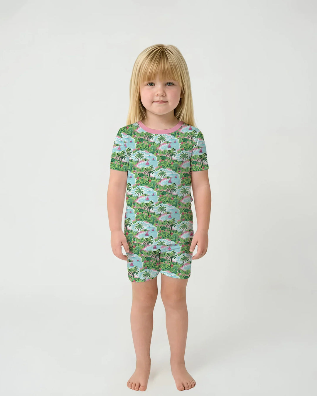 Preppy Coast Beach Club Bamboo Two Piece Short Sleeve Shorts Pajama Set
