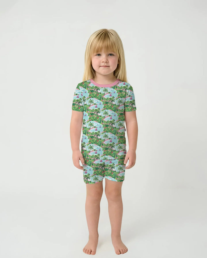 Preppy Coast Beach Club Bamboo Two Piece Short Sleeve Shorts Pajama Set