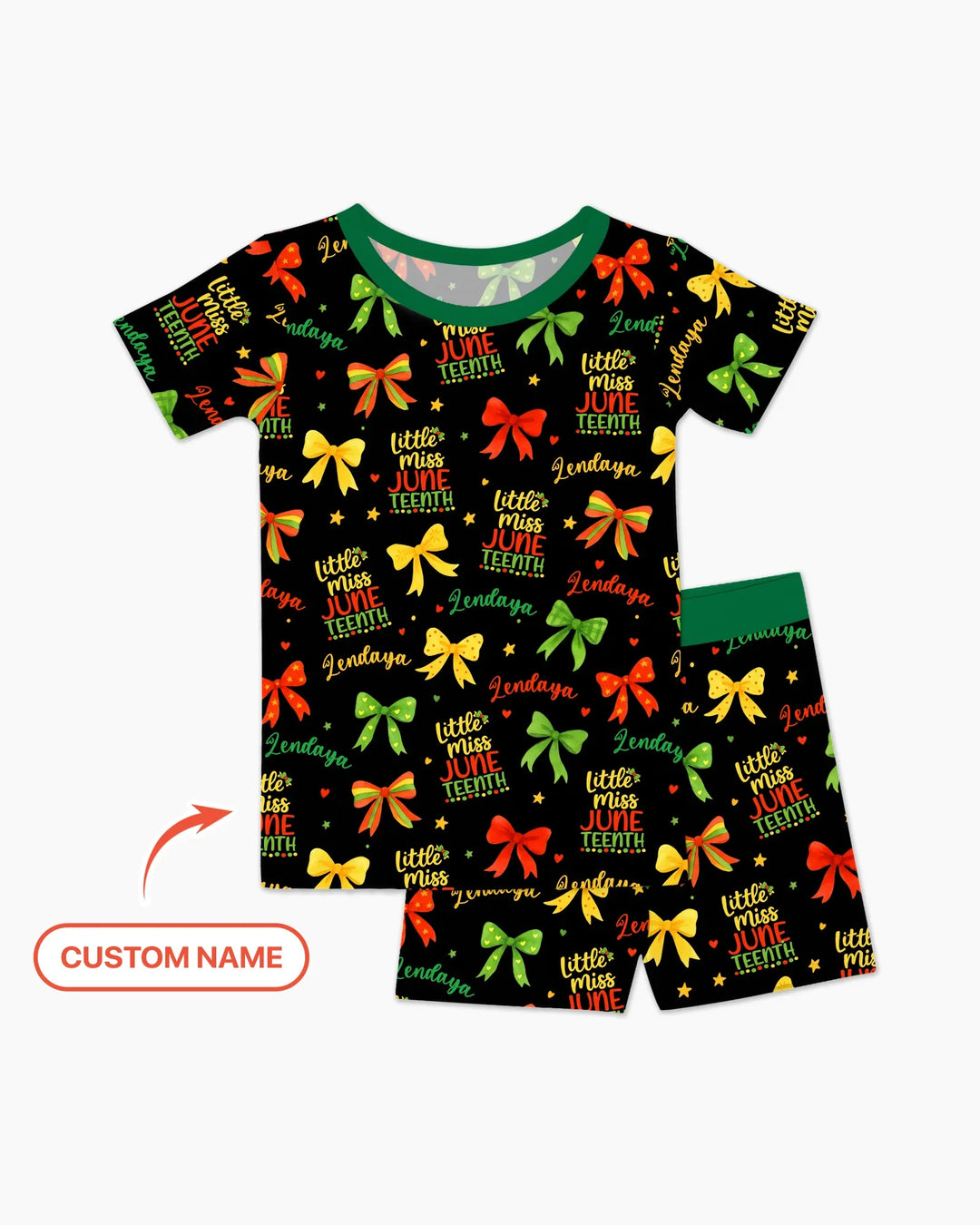 Little Miss Juneteenth Bamboo Two Piece Short Sleeve Shorts Pajama Set