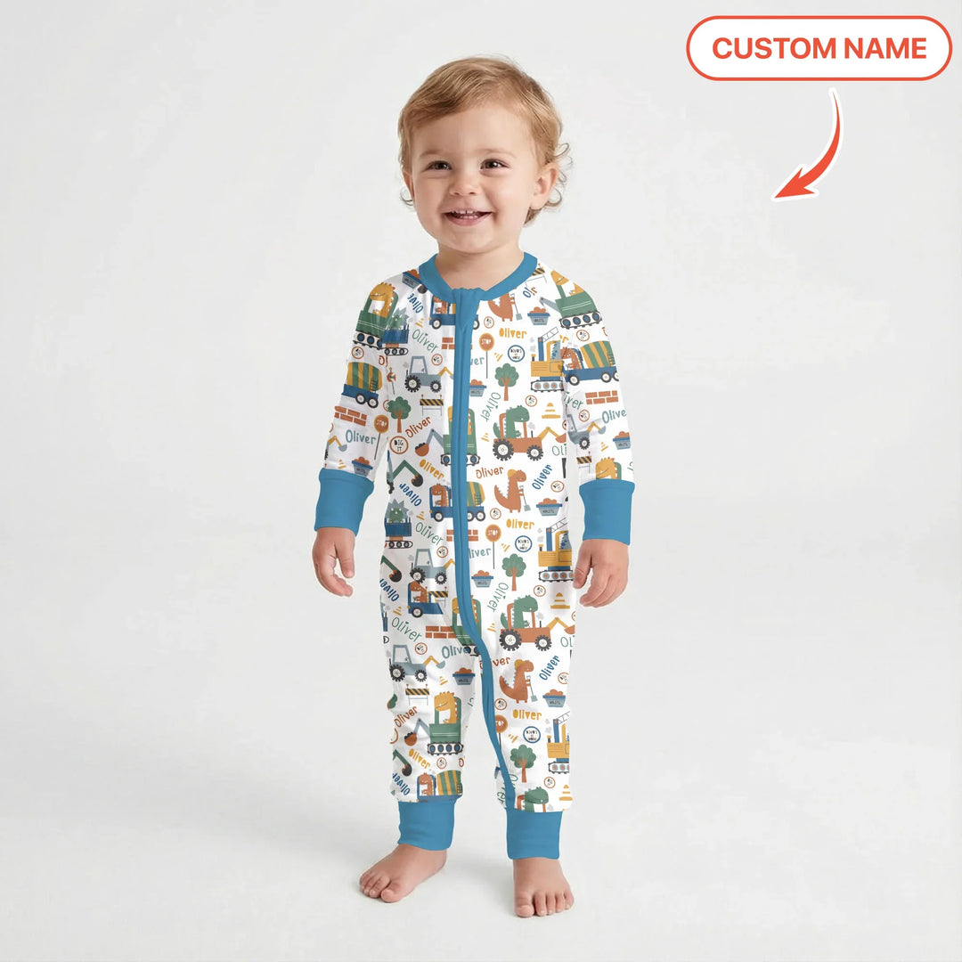 Custom Name Dino Diggers Bamboo Convertible Zippy