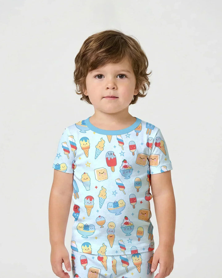 American Ice cream Bamboo Two Piece Short Sleeve Shorts Pajama Set