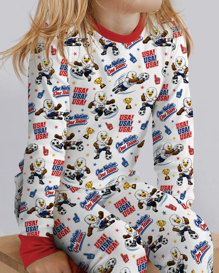 Soccer One Nation One Team Bamboo Two Piece Long Sleeve Pajama Set