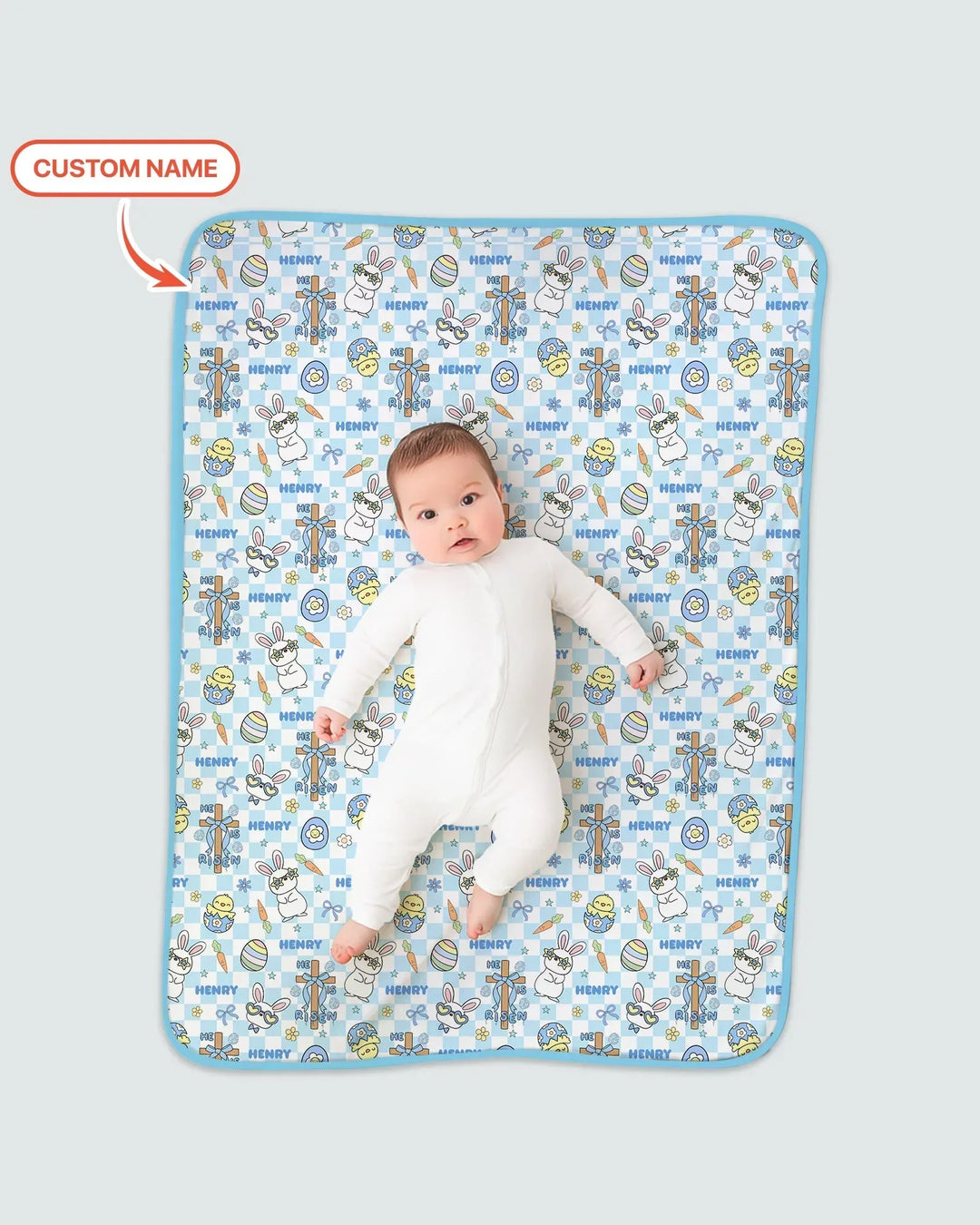 Custom Name Retro Easter Bamboo Blanket
