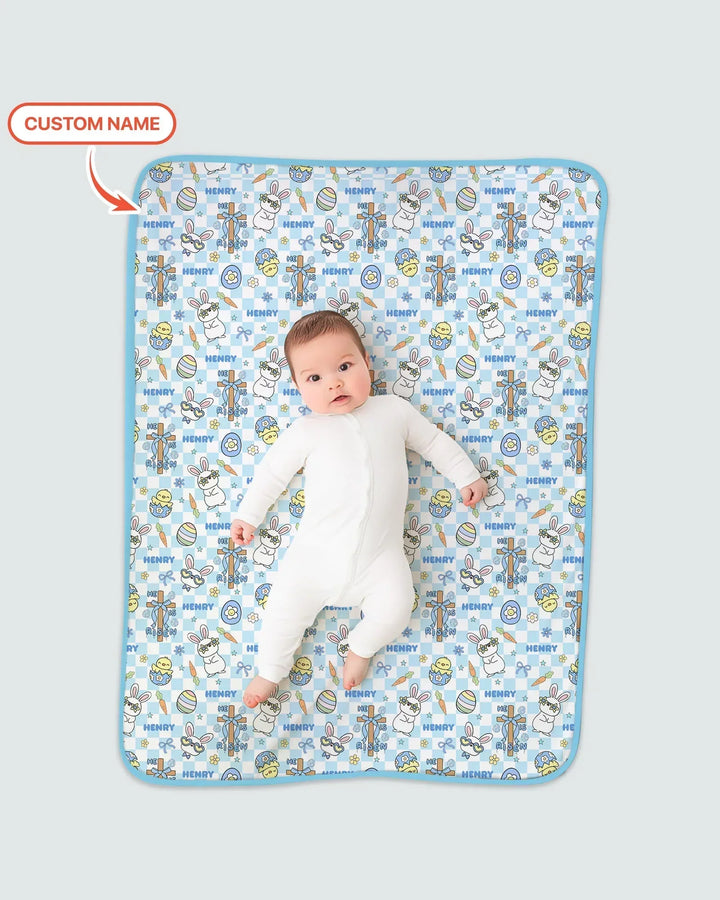 Custom Name Retro Easter Bamboo Blanket