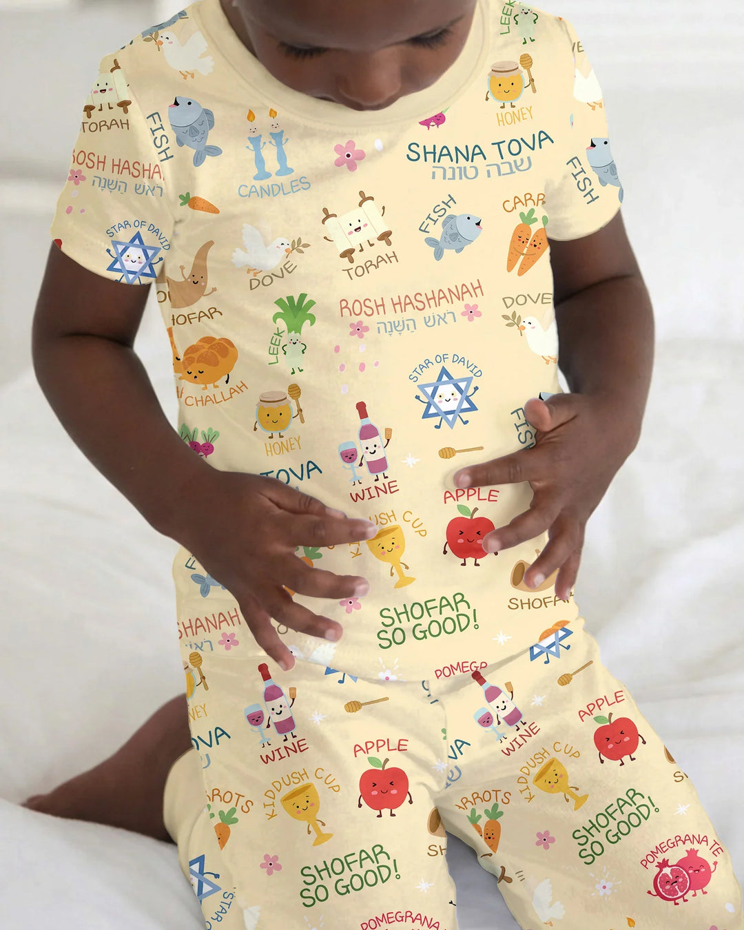 Family Rosh Hashanah Matching Bamboo Two Piece Short Sleeve Pajama Set