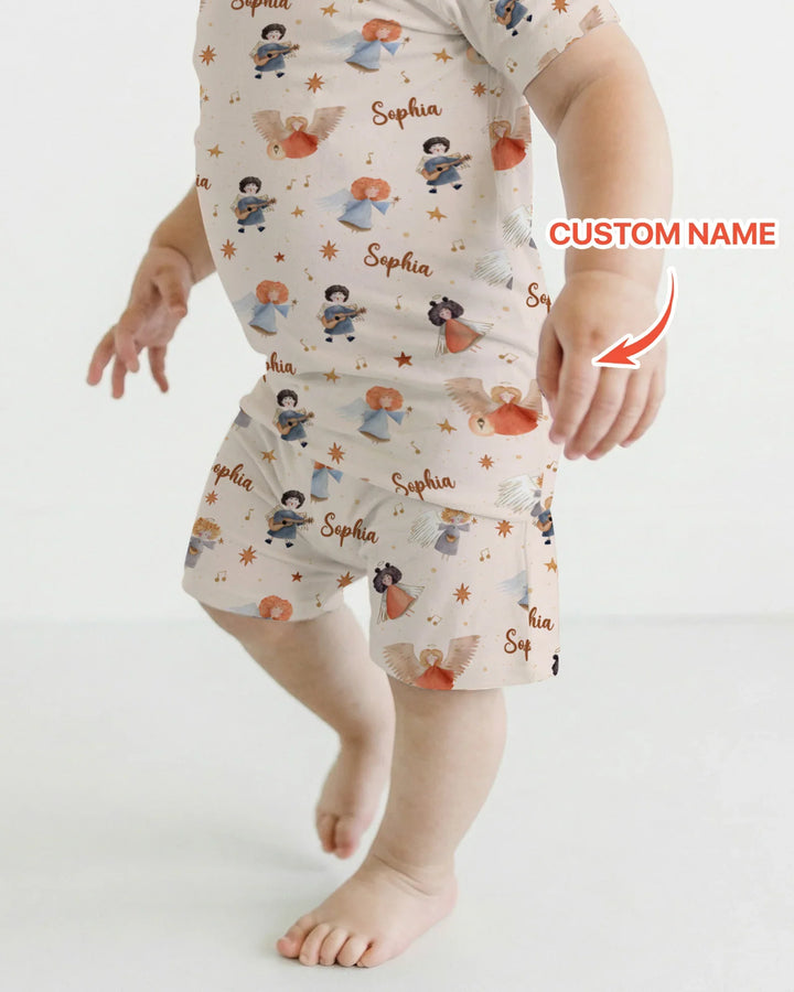 Guardian Angels Custom Name Bamboo Two Piece Short Sleeve Shorts Pajama Set