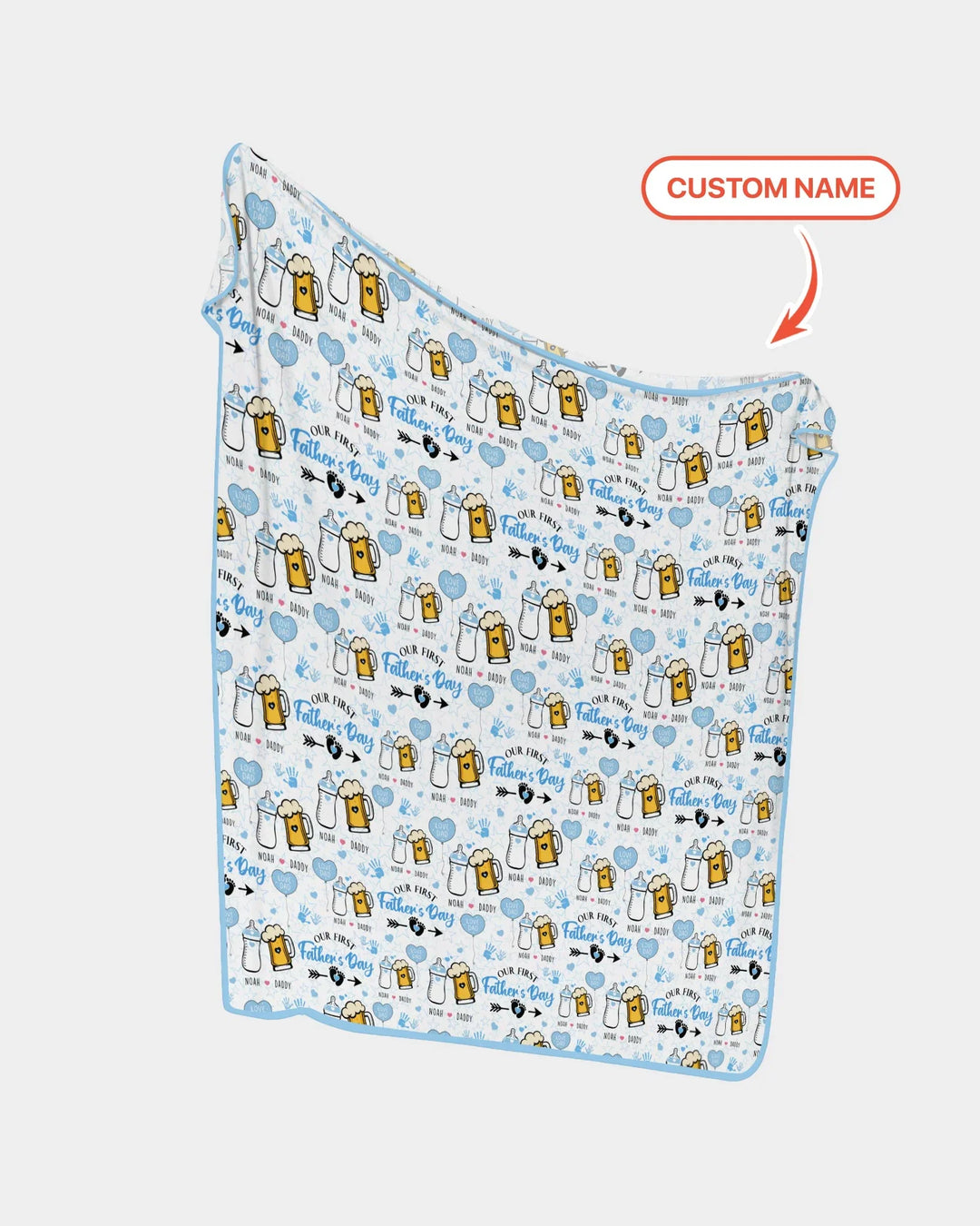 Custom Name First Father's Day Drink Bamboo Blanket