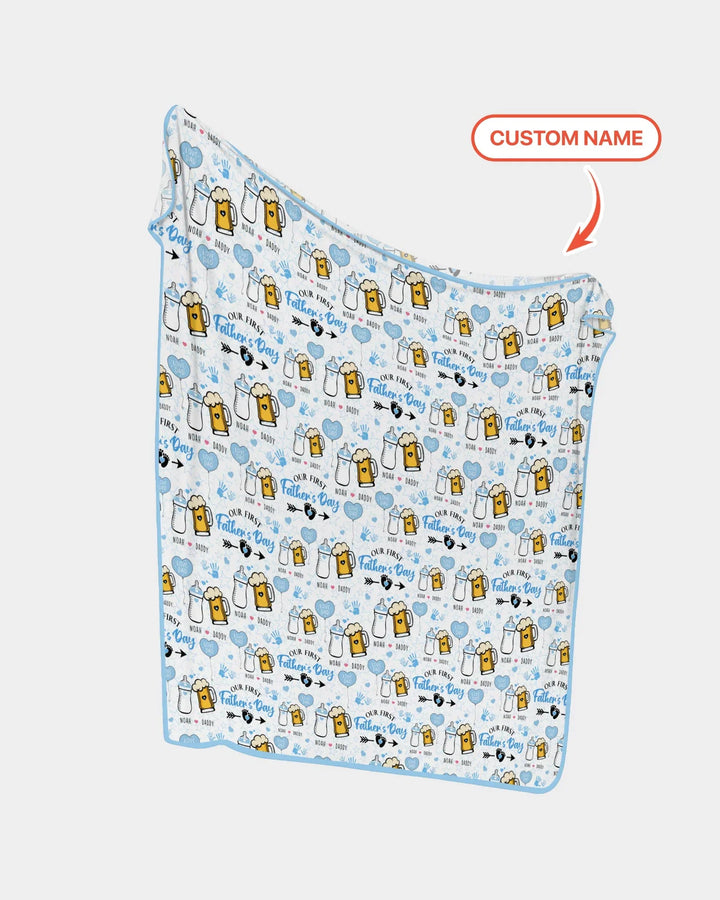 Custom Name First Father's Day Drink Bamboo Blanket