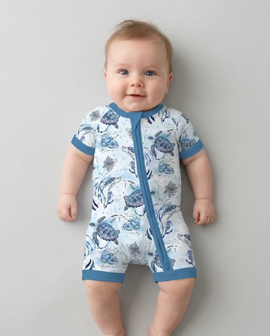 Little Turtles Family Matching Bamboo Shorty Zippy