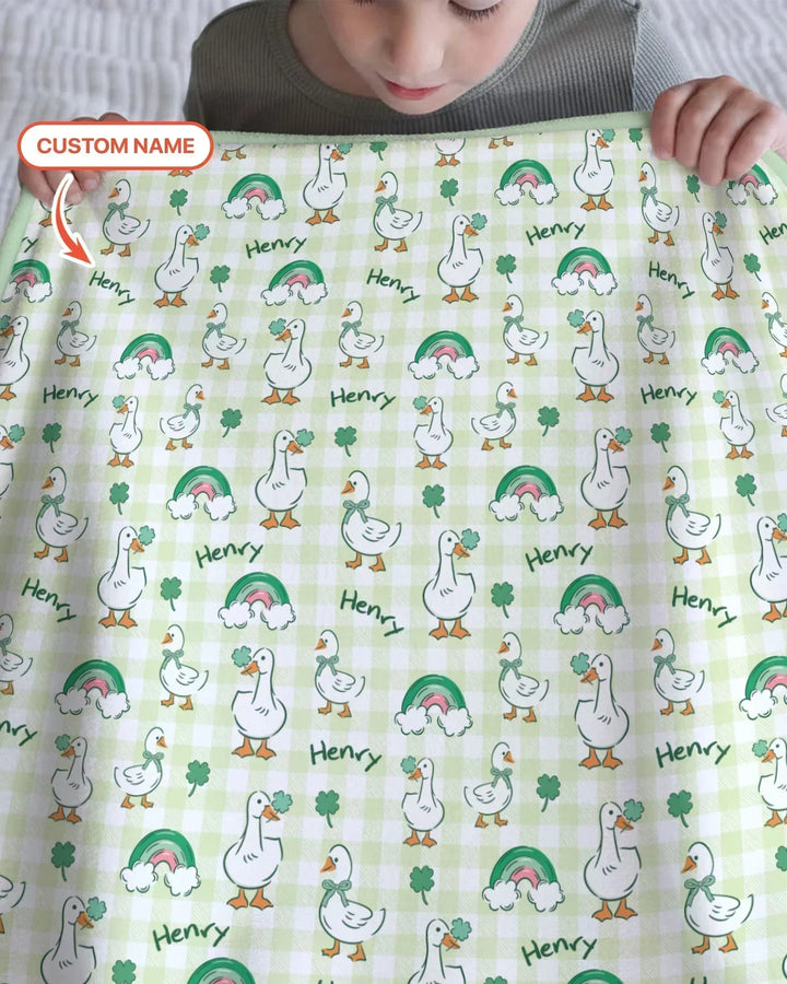 Custom Name Lucky Ducks Bamboo Blanket