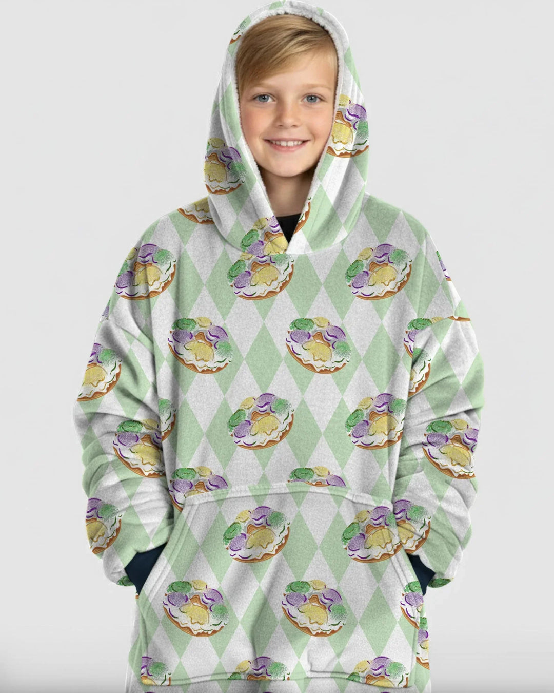 Mardi Gras Donut Wearable Bamboo Blanket Hoodie