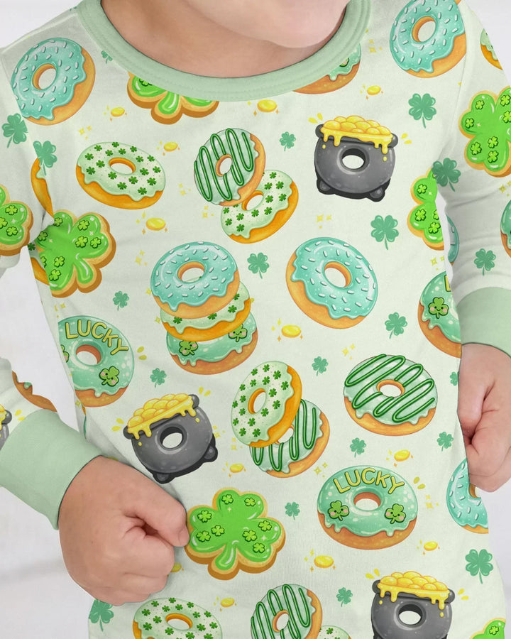 St. Patrick's Day Donut Bamboo Two Piece Long Sleeve Pajama Set