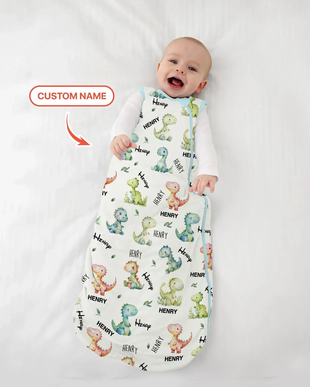 Dinosaur Custom Name Bamboo Sleep Bag