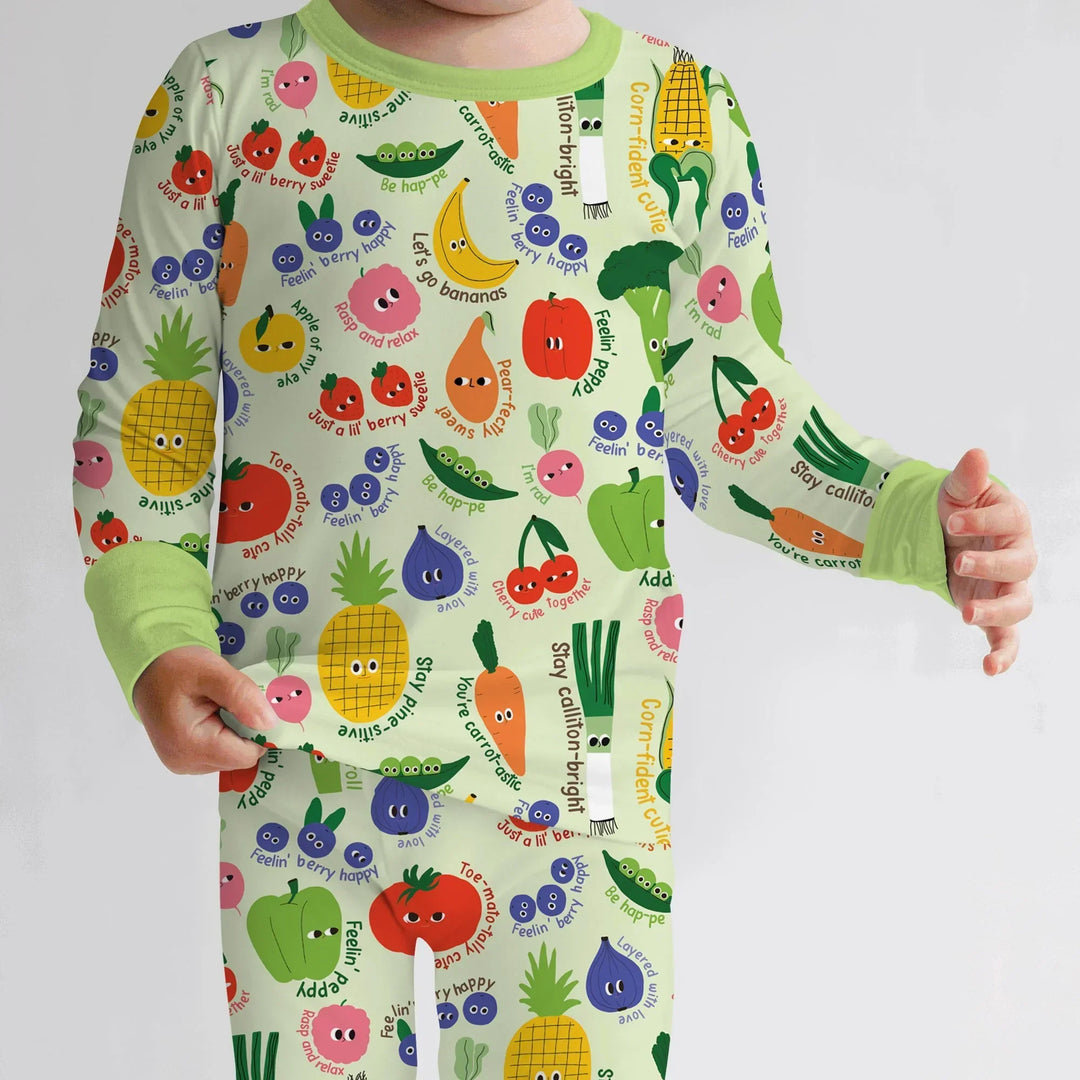 Little Veggie Garden Bamboo Two Piece Long Sleeve Pajama Set