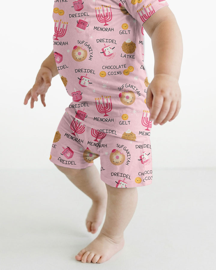 Family Hanukkah Matching Bamboo Two Piece Short Sleeve Shorts Pajama Set