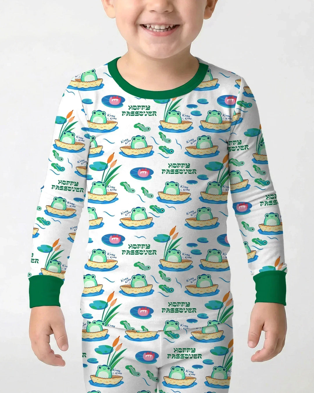 Hoppy Passover Family Matching Bamboo Two Piece Long Sleeve Pajama Set
