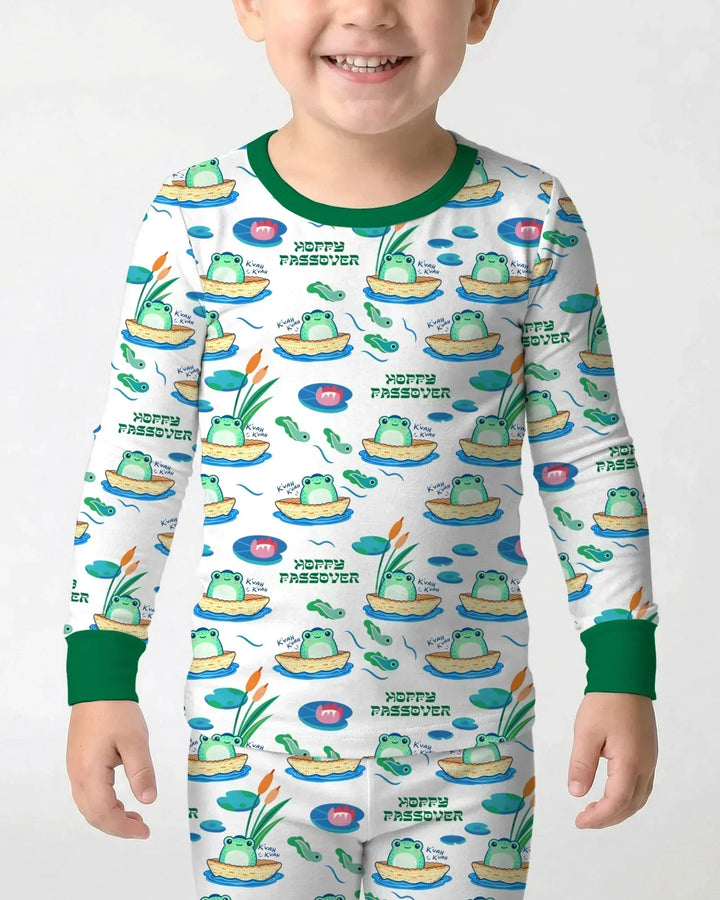 Hoppy Passover Family Matching Bamboo Two Piece Long Sleeve Pajama Set