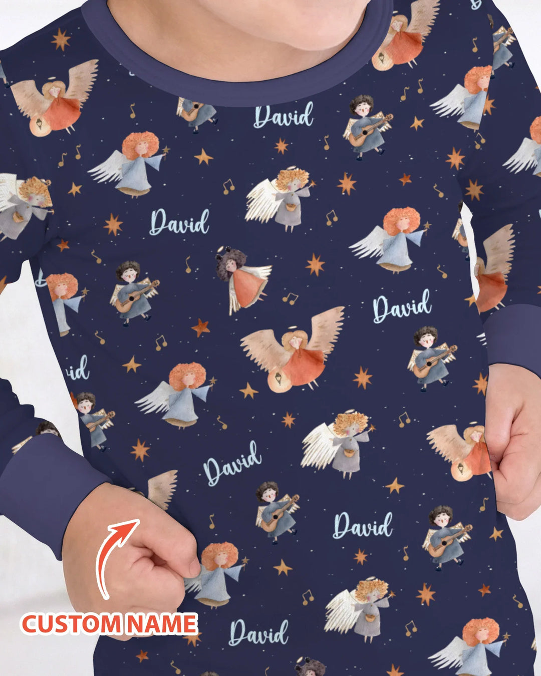 Guardian Angels Custom Name Bamboo Two Piece Long Sleeve Pajama Set