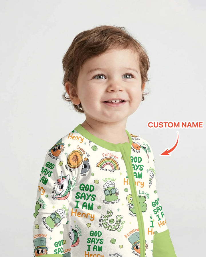 Personalized God Says I Am St. Patrick's Day Family Matching Bamboo Convertible Zippy
