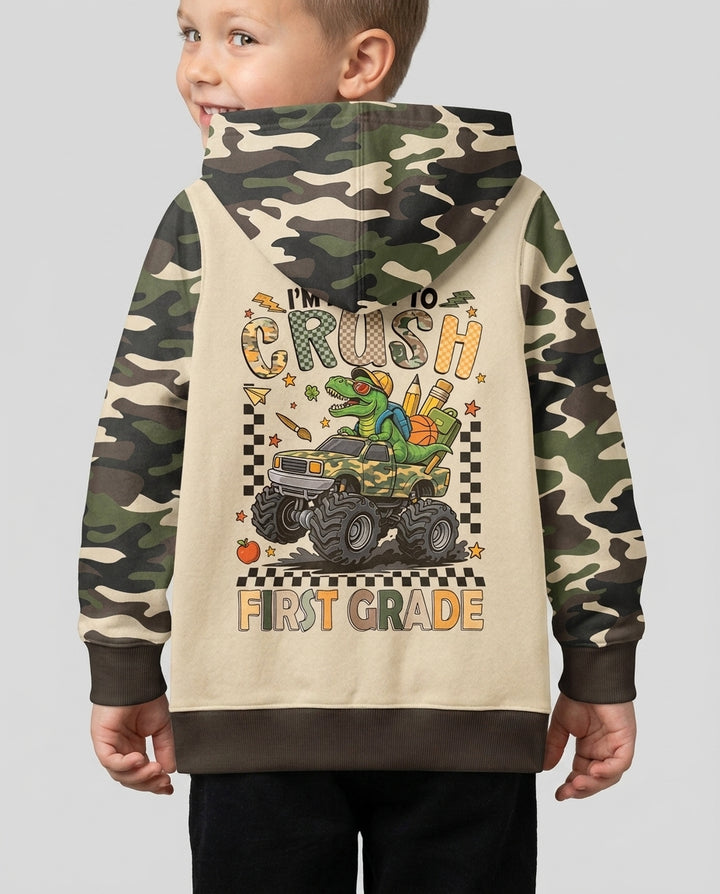 Back To School Monster Truck Dino Bamboo Zip Hoodie
