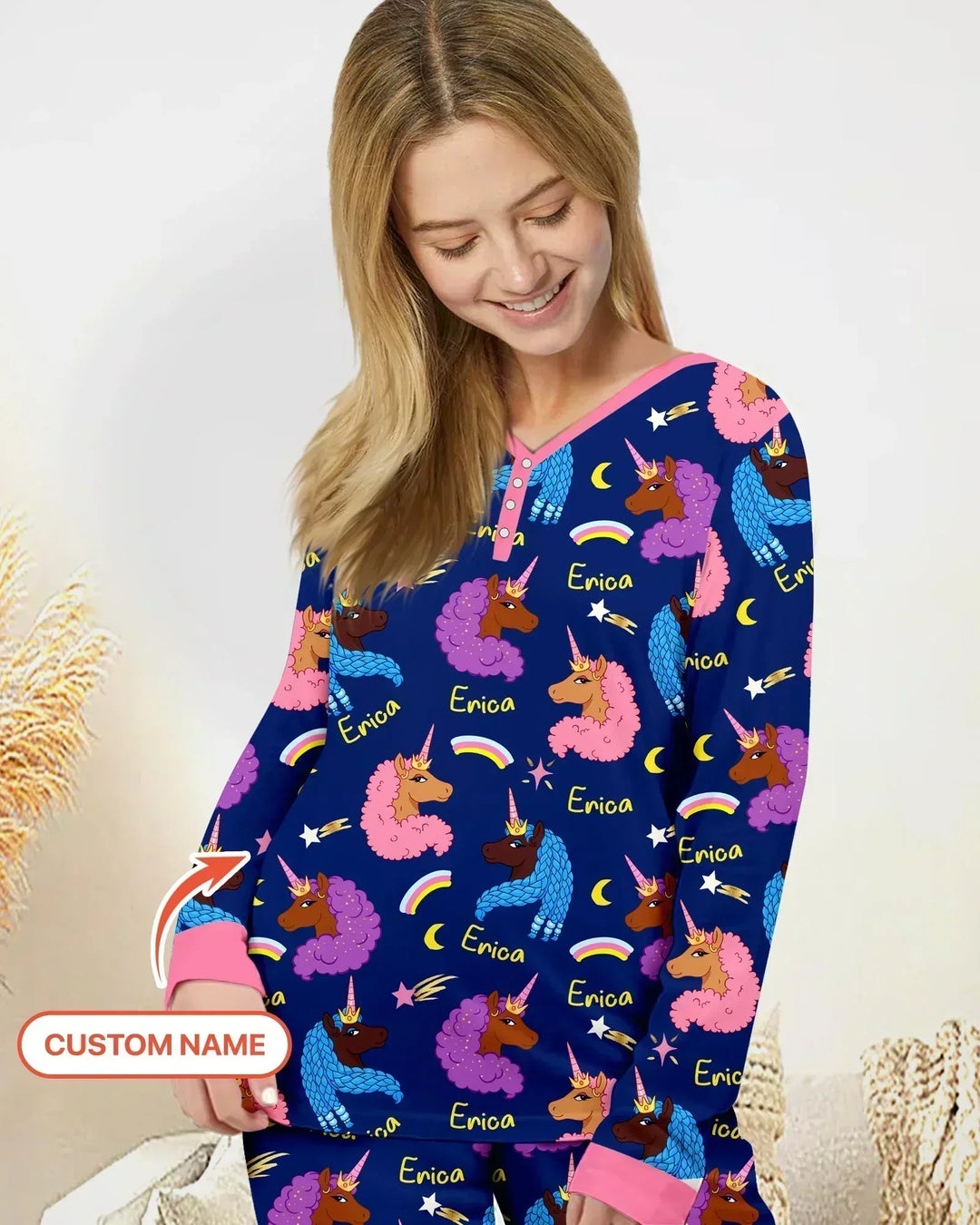 African Astro Unicorn Bamboo Women Pajama Set