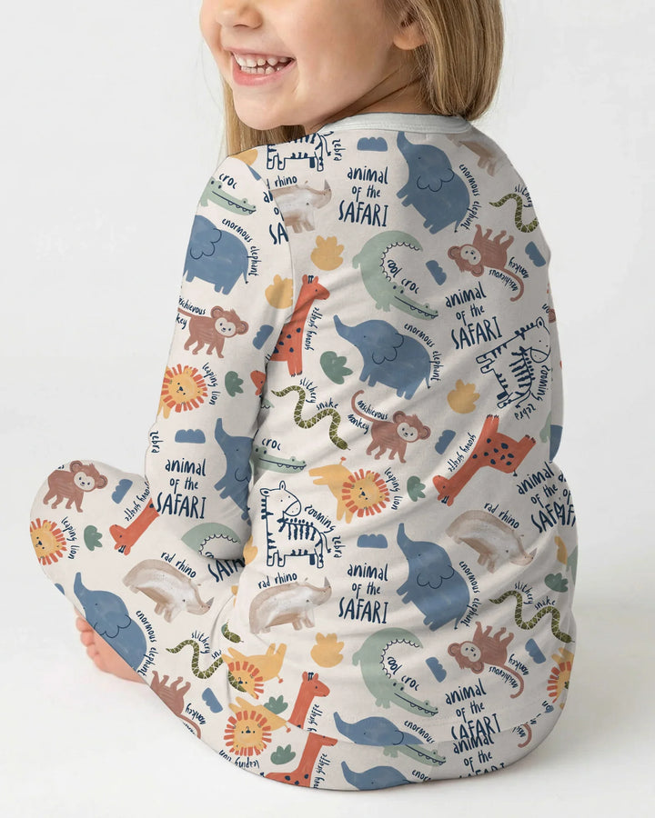 Funny African Animals Bamboo Two Piece Long Sleeve Pajama Set