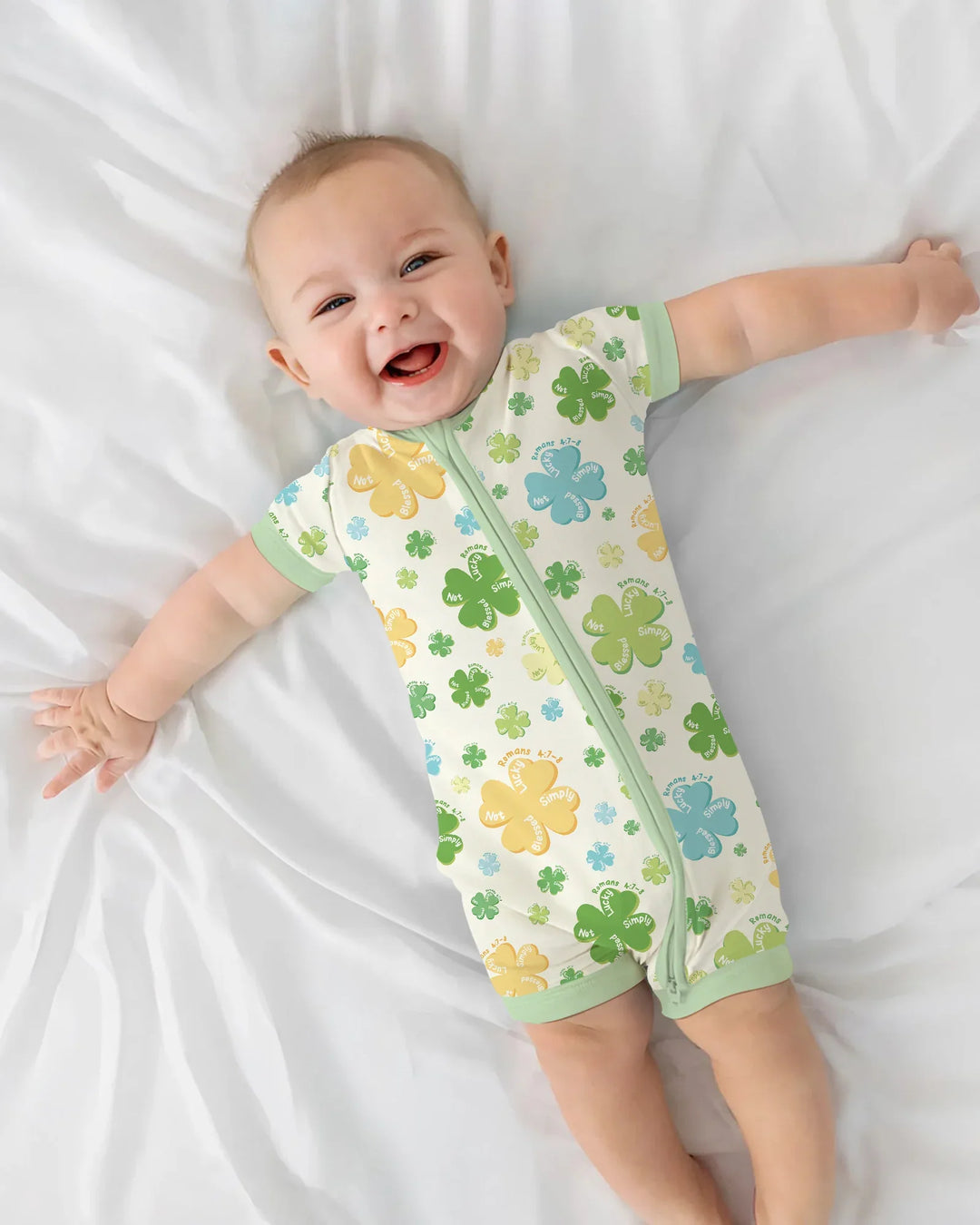 Shamrocks Print St. Patrick's Day Bamboo Shorty Zippy