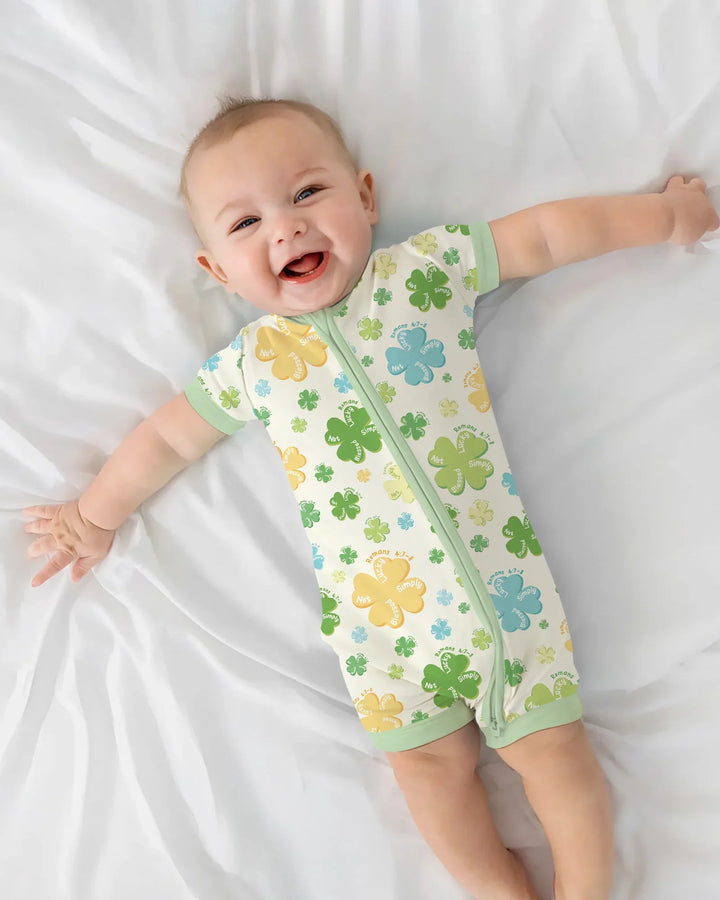 Shamrocks Print St. Patrick's Day Bamboo Shorty Zippy