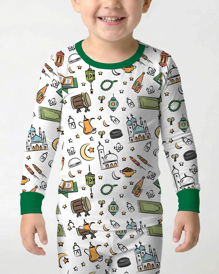 Ramadan Blessings Family Matching Bamboo Two Piece Long Sleeve Pajama Set
